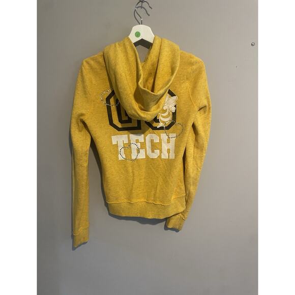 VICTORIA'S SECRET PINK‎ GEORGIA TECH YELLOW JACKETS HOOD ZIP JACKET SMALL SEQUIN - Picture 8 of 8